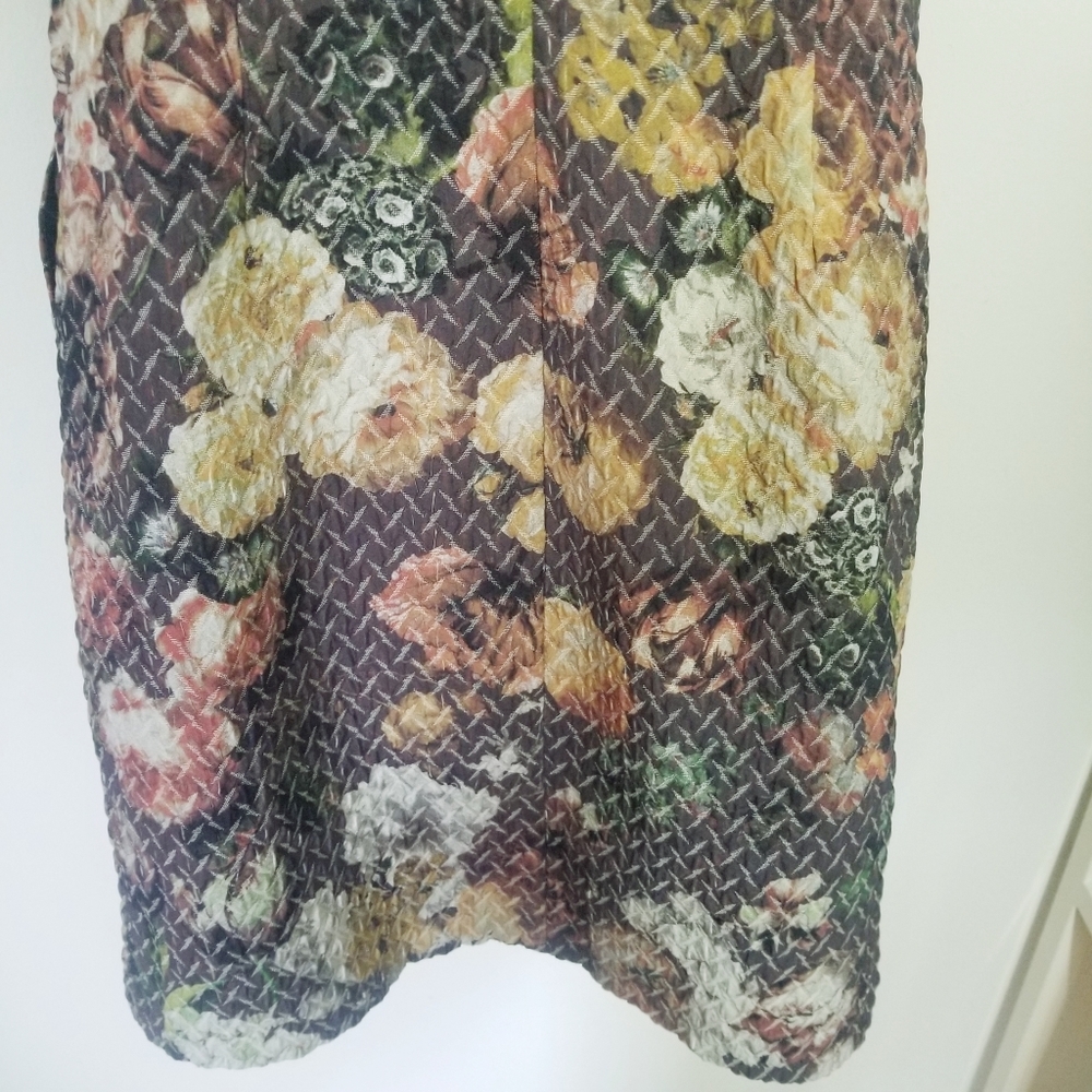 Anthropologie Floral Textured Sheath Dress in Brown, Cream, Pink - Picture 8 of 9